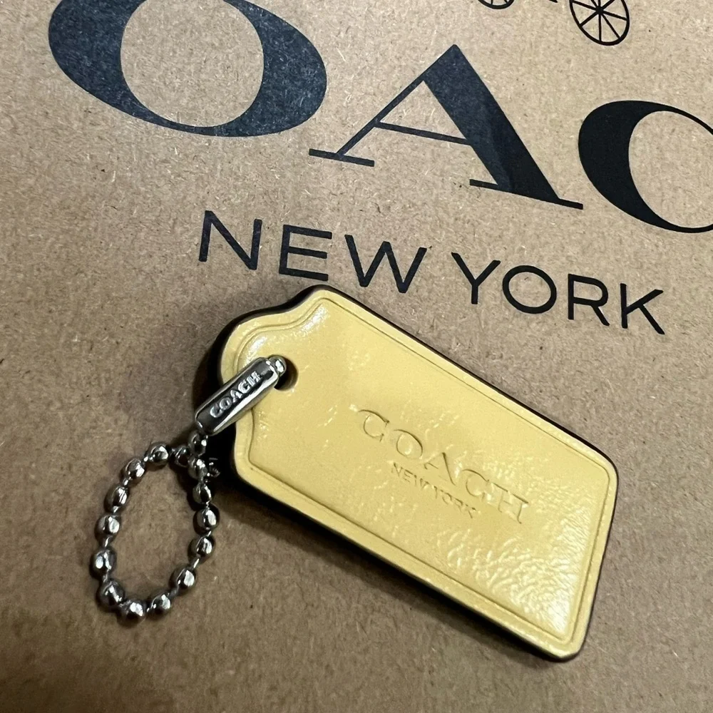 Coach Yellow Leather Tag Key & Card Holder with Ball-Chain